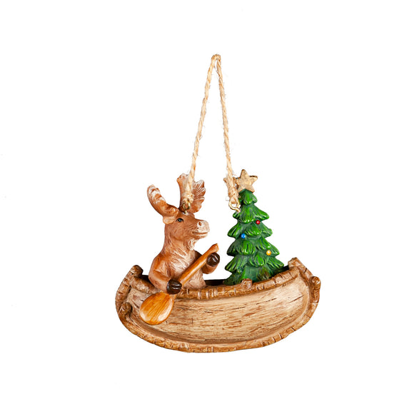 Ornament - Moose in Canoe