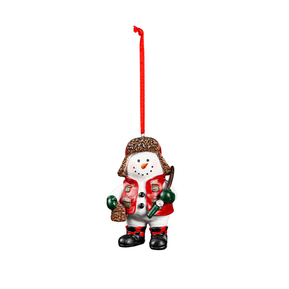 Ornament - Snowman with Fishing Rod (Red Coat)