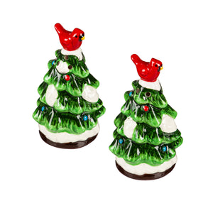 Salt and Pepper Shakers - Christmas Tree with Cardinal