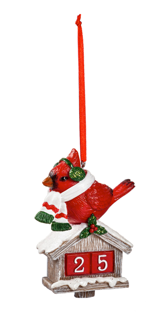 Ornament - Perching Holiday Cardinal (Ear Muffs)