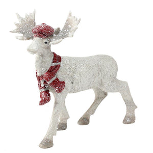 Moose Decor - White and Red with Hat