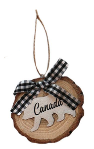 Ornament - Wood Slice Canada Bear