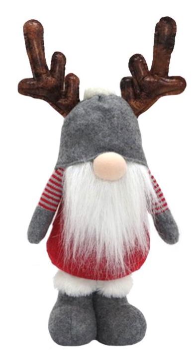 Gnome Decor - Antlers with Grey Hat