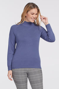 Mock Neck Sweater - Long Sleeve Blue