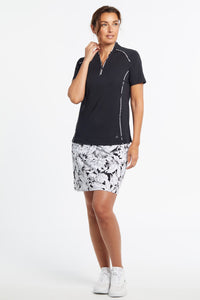 Top - Zip V-Neck with Front Piping Detail