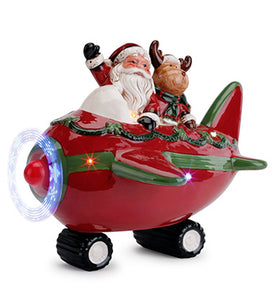 Santa - On Plane with Reindeer LED