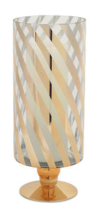 Candle Holder - Striped Glass Gold and Clear