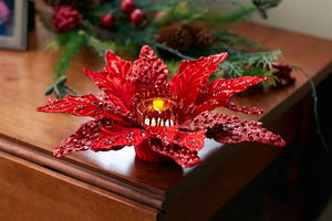 Votive Holder - Poinsettia Red Glass