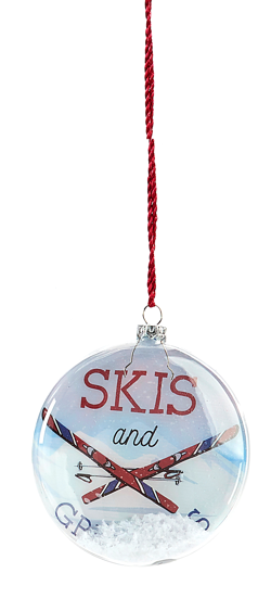 Disc Ornament - Skis and Greetings