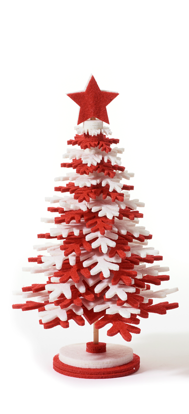 Stacked Tree Decor - Red and White (Large)