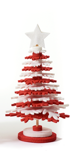 Stacked Tree Decor - Red and White (Small)