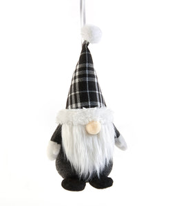 Ornament - Gnome Black and White Plaid