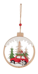 Ornament - Ball Car with Tree on Roof