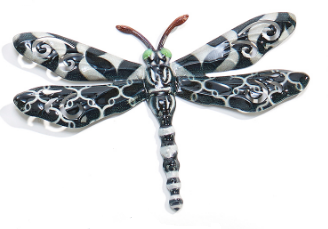 Dragonfly Wall Art - Black with Green Eyes