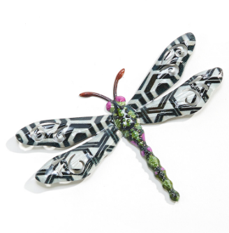 Dragonfly Wall Art - Black with Pink Eyes
