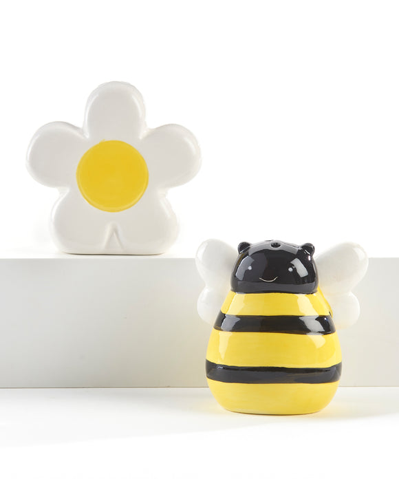 Salt and Pepper Shakers - Bee and Flower