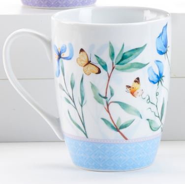 Mug - Blue Flowers and Butterflies