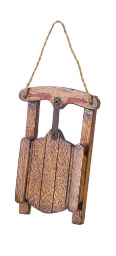 Ornament - Sled with Red Detail