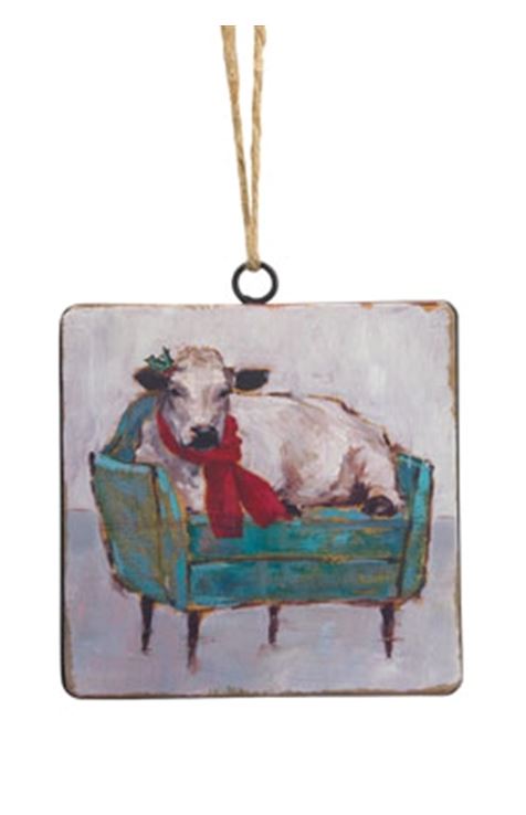 Ornament - Cow and Chair (Green Chair)