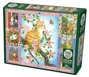 Puzzle - Blossoms and Kittens Quilt