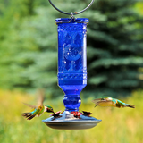 Hummingbird Feeder - Antique Glass Blue