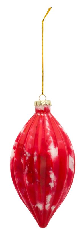 Ornament - Ball Red and White (Pointed)