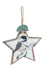 Ornament - Chickadee Star (Green)