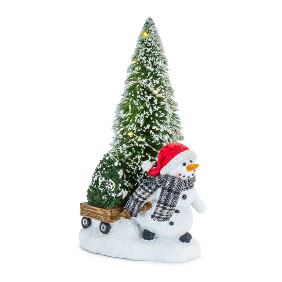 Snowman Decor - With Tree LED (Santa Hat)