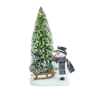 Snowman Decor - With Tree LED (Top Hat)