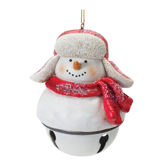 Ornament - Bell Snowman (Trapper Hat)