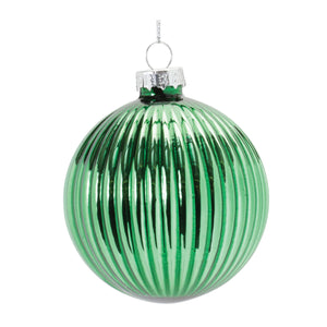 Ornament - Glass Ball (Green Striped)