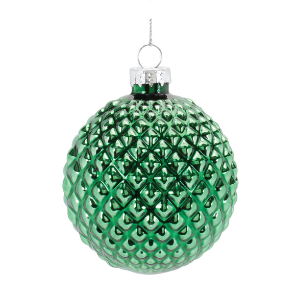 Ornament - Glass Ball (Green Weave Pattern)