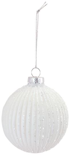 Ornament - White Glitter Ball