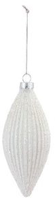 Ornament - White Glitter Finial