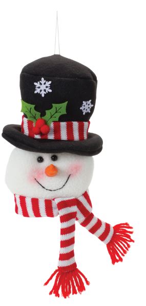 Ornament - Snowman Head with Red & White Scarf