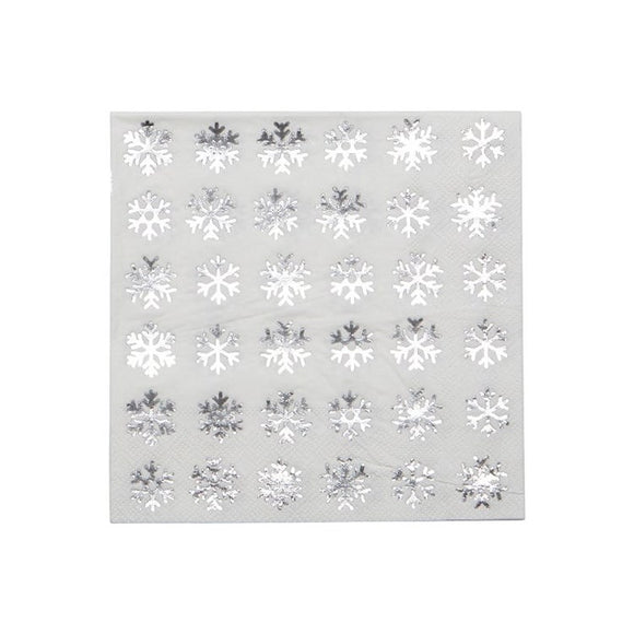 Luncheon Napkin - Snowflake Silver