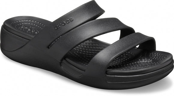 Crocs Monterey Strappy Wedge Sandal - Black