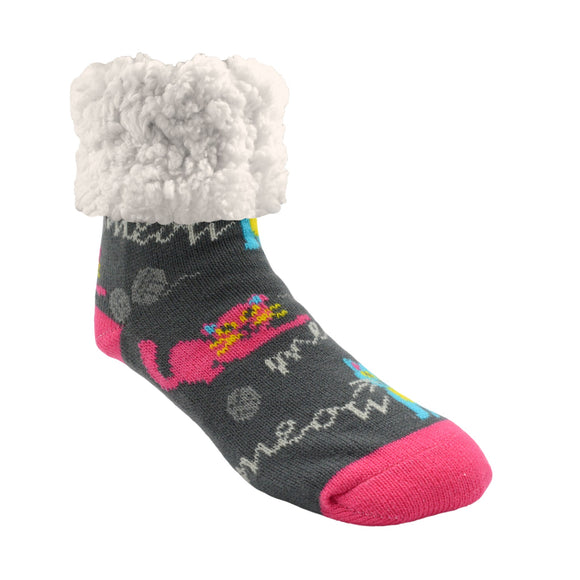 Pudus Classic Slipper Socks - Cat Grey