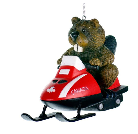 Ornament - Beaver Riding Ski-Doo