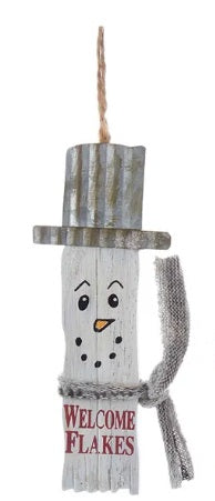 Ornament - Snowman Wood Slat (Welcome Flakes)