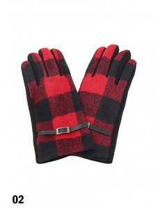 Glove - Plaid with Belt (Red)