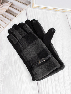 Glove - Plaid with Belt (Grey)