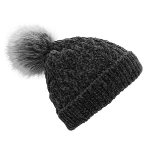 Cable Knit Hat - Grey Chenille (Adult)