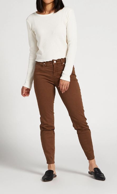 Woven Pant - Cecilia Mid Rise Skinny (Brown)