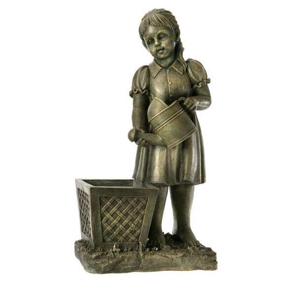 Girl With Planter Statuary