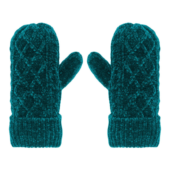 Mittens - Cable Knit Chenille (Harbor Blue)