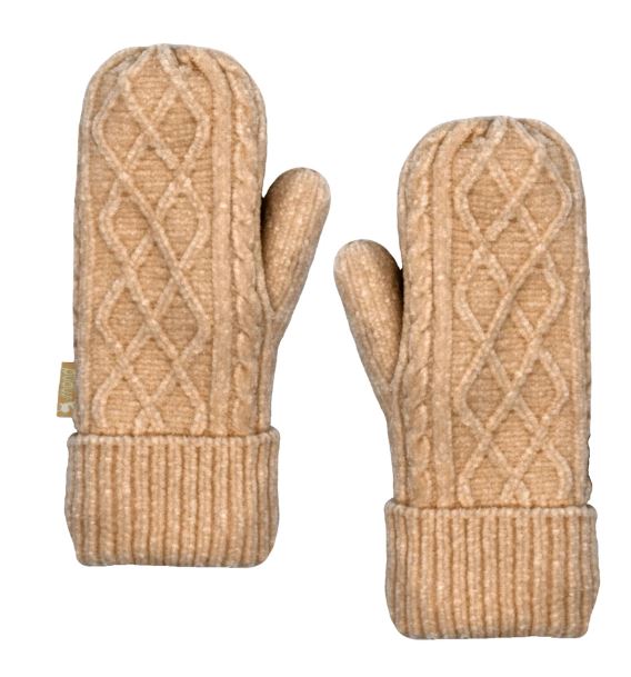 Mittens - Chenille Cable Knit Sand