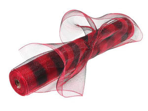 Sinamay - Buffalo Plaid (Red and Black)