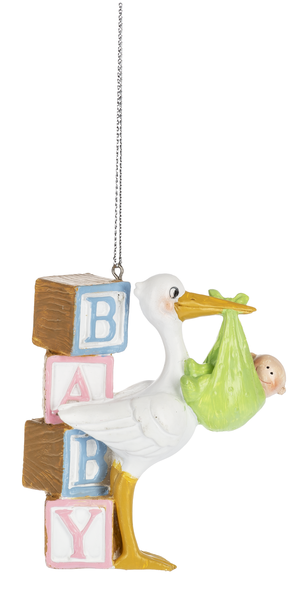 Ornament - Stork with Baby