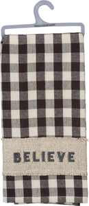 Tea Towel - Believe (Black and White Plaid)